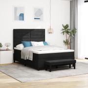 vidaXL Boxparad säng med madrass & bänk svart 160x200 cm tyg