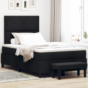 vidaXL Box Spring Säng med Madrass & Bänk Svart 120x200 cm Tyg