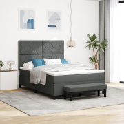 vidaXL Box vårdmadrass med madrass och bänk mörkgrå 160x200 cm tyg