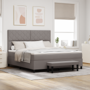 vidaXL Bäddmadrass med madrass & bänk taupe 180x200 cm tyg