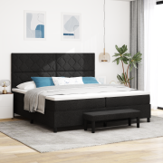 vidaXL Box Säng med Madrass & Bänk Svart 200x200 cm Tyg