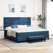 vidaXL Sängbotten med madrass och bänk blå 200x200 cm tyg
