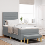 vidaXL Boxspring säng med madrass & bänk ljusgrå 80x200 cm tyg