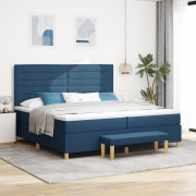 vidaXL Sängbotten med madrass och bänk Blå 200x200 cm Tyg