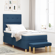 vidaXL Box Våningssäng med Mattress & Bänk Blå 90x190 cm Tyg