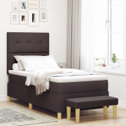 vidaXL Boxspring Säng med Madrass & Bänk Mörkbrun 100x200 cm Tyg