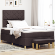 vidaXL Boxspring säng med madrass & bänk Mörkbrun 120x190 cm Tyg