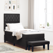 vidaXL Boxfjädersäng med madrass & bänk Svart 80x200 cm Sammet