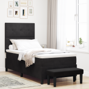 vidaXL Sängbotten med Madrass & Bänk Svart 100x200 cm Sammet