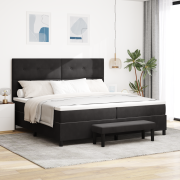 vidaXL Boxspring säng med madrass & bänk svart 200x200 cm sammet