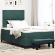 vidaXL Box Spring Säng med Madrass & Bänk Mörkgrön 120x200 cm Sammet