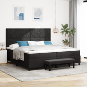 vidaXL Sängbotten med Madrass & Bänk Svart 200x200 cm Sammet