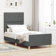 vidaXL Sängram Mörkgrå 100x200 cm Tyg
