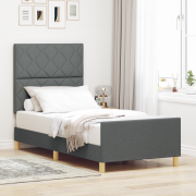 vidaXL Sängram Mörkgrå 90x200 cm Tyg