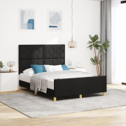vidaXL Sängram Svart 160x200 cm Tyg