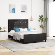 vidaXL Svart Sammet Sängram 140x200 cm