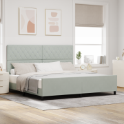 vidaXL Sängram Ljusgrå 200x200 cm Sammet