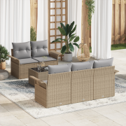 vidaXL 6-delat trädgårdsoffaset med kuddar beige polyrotting