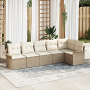 vidaXL 6-delar trädgårdsoffgrupp med kuddar beige polyroting