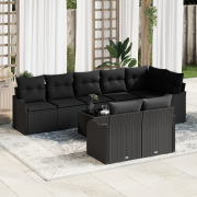 vidaXL 9-delat trädgårdsoffset med kuddar beige konstrotting
