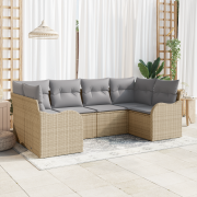 vidaXL 6-delad trädgårdsoffset med kuddar beige poly rotting