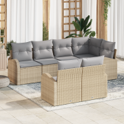 vidaXL 7 Delar Trädgårdsoffaset med Kuddar Beige Poly Rotting