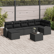 vidaXL 8-delars Trädgårdsoffa Set med Kuddar Beige Poly Rattan