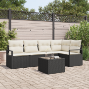 vidaXL 5-delad trädgårdssoffa med kuddar brunt polyrattan