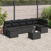 vidaXL 8-delad trädgårdsoffasett med kuddar beige poly rattan
