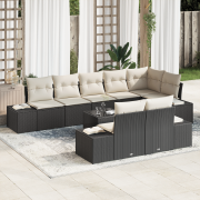 vidaXL 8-delars trädgårdsoffaset med kuddar Brown Poly Rattan