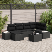 vidaXL 7-delars Trädgårdsoffset med Kuddar Beige Poly Rattan