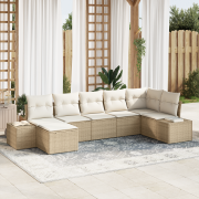 vidaXL 7-delat Trädgårdsoffset med Kuddar Beige Poly Rattan