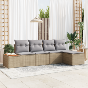 vidaXL 5-delat trädgårdsoffset med dynor Beige Poly Rattan Akacia