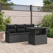 vidaXL 5 Delars Trädgårdsoff Set med Kuddar Svart Poly Rattan