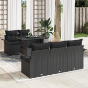 vidaXL 6-delat Trädgårdsoffset med kuddar Svart Poly Rattan