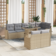 vidaXL 9-delat trädgårdsoffset med kuddar beige poly rotting
