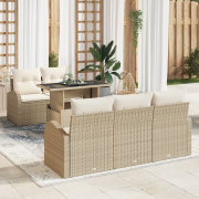 vidaXL 6-delars trädgårdsoffaset med kuddar Beige Poly Rattan