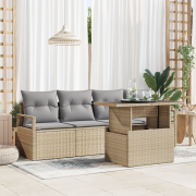 vidaXL 5-delat trädgårdsoffset med kuddar Beige Poly Rattan