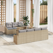 vidaXL 8 Delars Trädgårdsoffaset med Kuddar Beige Poly Rotting