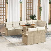 vidaXL 9-delat trädgårdsdining set med kuddar Beige Polyrotting Acacia