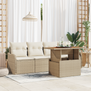 vidaXL 5 Delars Trädgårdsoffset med Kuddar Beige Poly Rattan Akacia