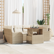 vidaXL 7 Delars Trädgårdsoffasett med Kuddar Beige Poly-Rotting Akacia