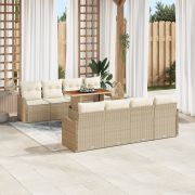 vidaXLs 9-delade trädgårdsoffaset med kuddar beige poly rotting akacia