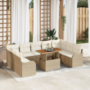 vidaXL 10-delat Trädgårdsoffaset med Dynor Beige Poly Rottak Acacia