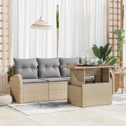 vidaXL 5-delat Trädgårdsmatmöblemang med Kuddar Beige Poly Rattan Akac...