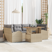 vidaXL 7-delars trädgårdsmatbord med kuddar Beige Polyrotting Akacia