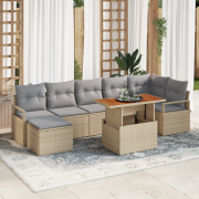 vidaXL 8 Delars Trädgårdsoffaset med Kuddar Beige Poly Rotting Akacia