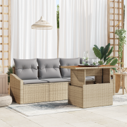 vidaXL 5-delat Trädgårdsmöbelset med Kuddar Beige Polyrotting Akacia