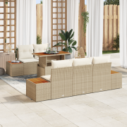 vidaXL 6-delat trädgårdsmöbelset med kuddar Beige Poly Rotting Akacia