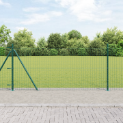 vidaXL Euro Stängsel med 7 Flänsade Stolpar 1x10 m Galvaniserad Stål